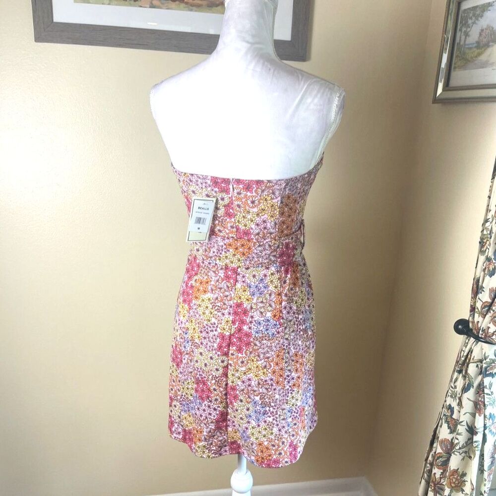 Strapless Pink Floral Belted Mini Dress NWT M Cottagecore Garden Party Spring - Picture 5 of 16